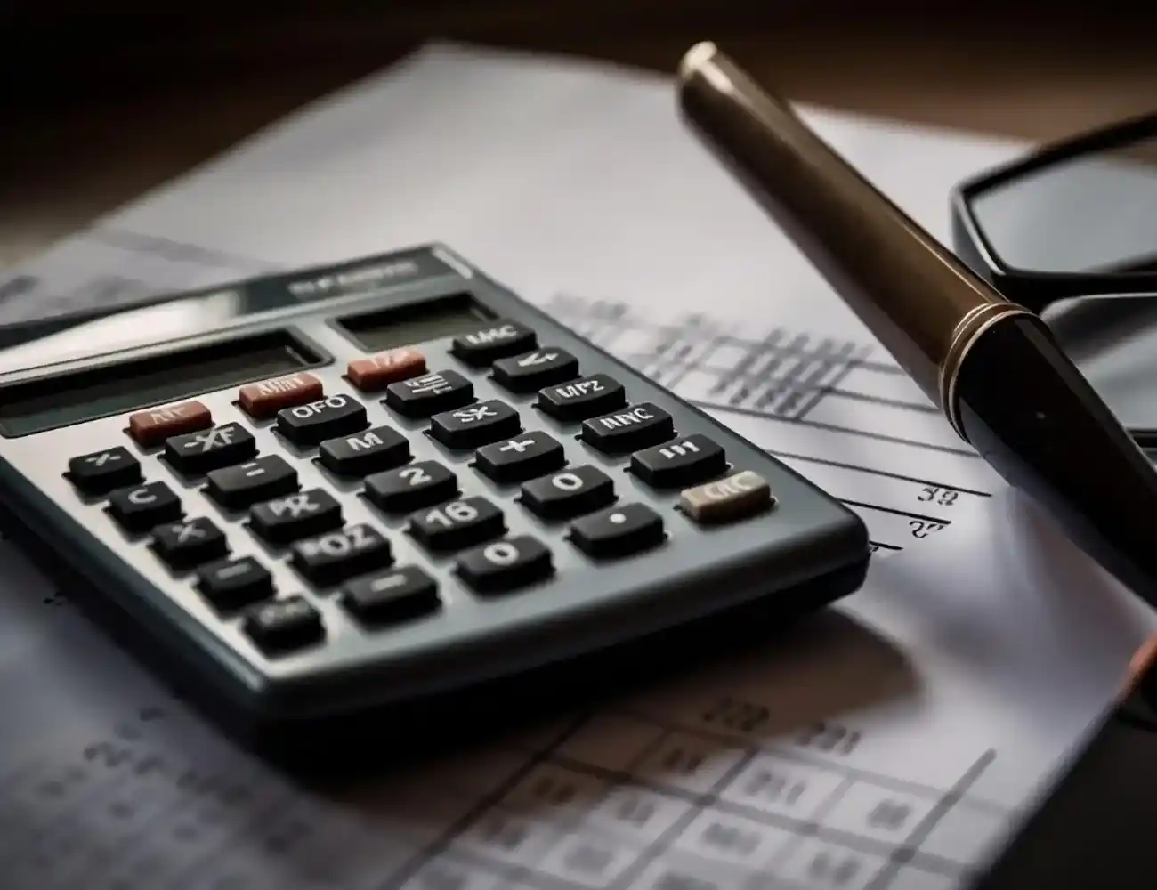 a calculator and glasses sit on top of a piece of paper 1 (1) 11zon